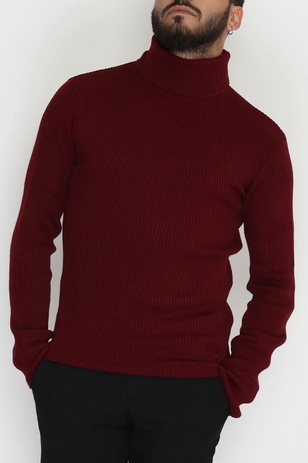 Balıkçı Yaka Erkek Triko Bordo - 70781.1766.
