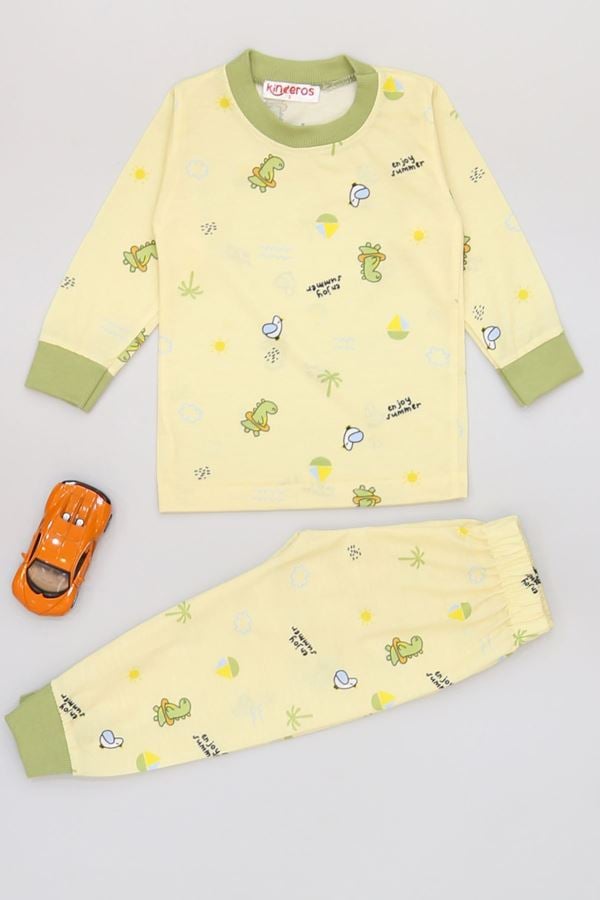 2-10 Yaş Likralı Süprem Pijama Takımı Sarıhaki - 52080.1952.