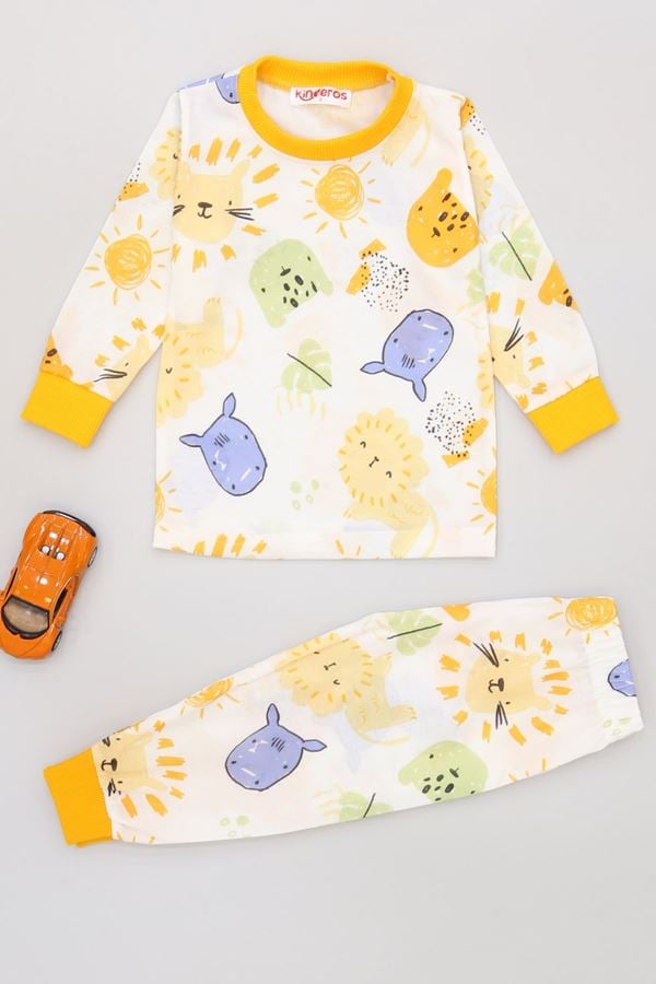 2-10 Yaş Likralı Süprem Pijama Takımı Beyazturuncu - 52080.1952.