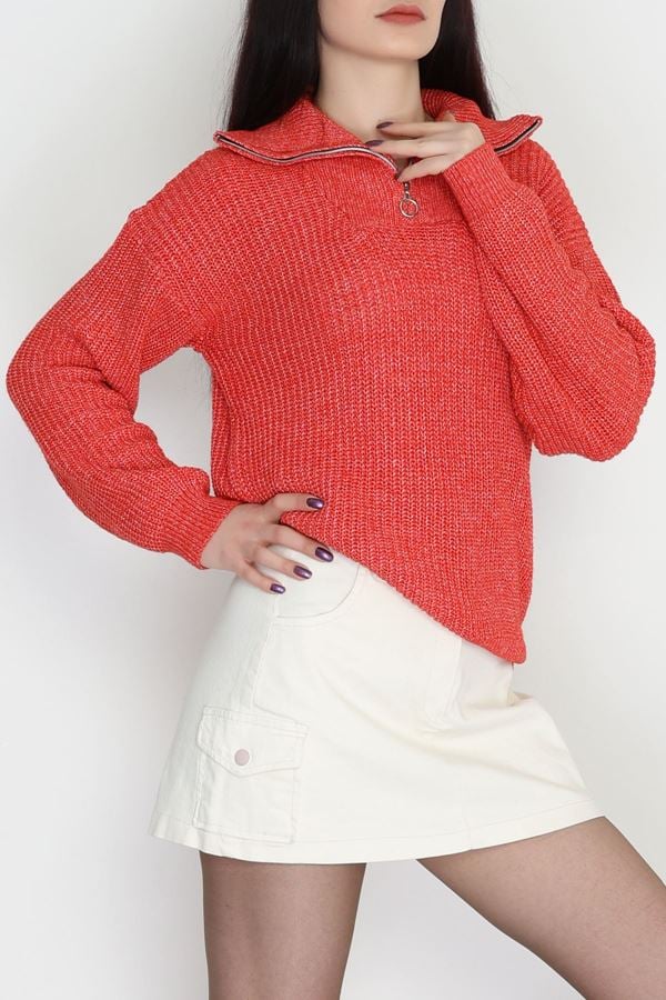 Dik Yaka Triko Kırmızı - 31055.1766.