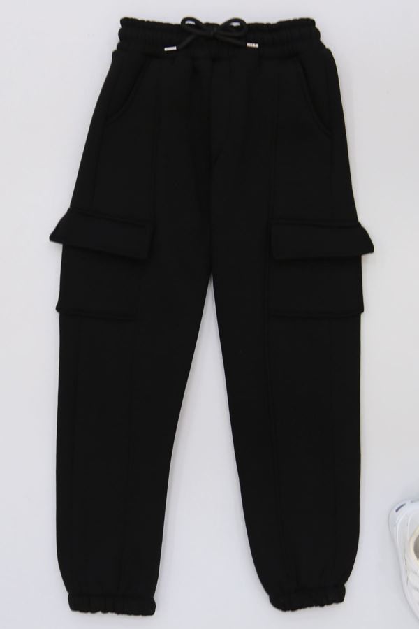 9-12 Yaş 3 İplik Şardonlu Eşofman Altı Siyah - 42657.1937.