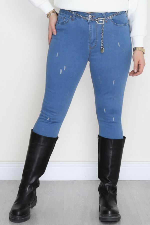 Büyük Beden Dar Paça Kot Pantolon Mavi1 - 42684.1836.