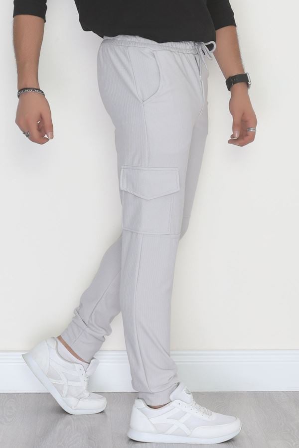 Kargo Cepli Ottoman Kumaş Erkek Eşofman Altı Gri - 42653.1937.