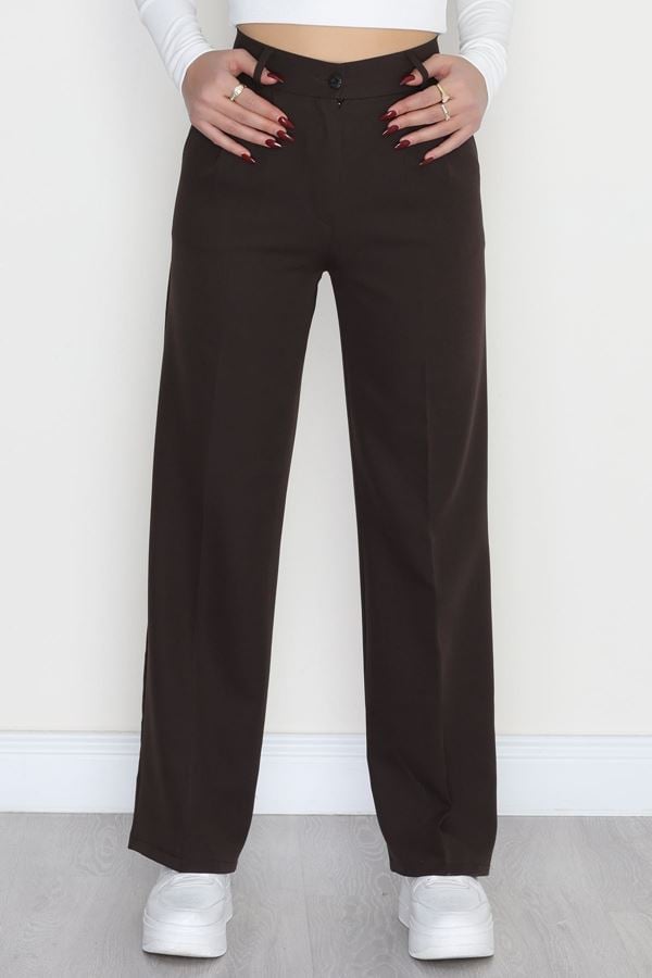 Tek Düğme Palazzo Pantolon Koyukahve - 90022.1397.