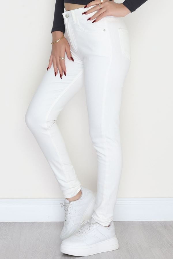 Dar Paça Kot Pantolon Beyaz - 42683.1836.