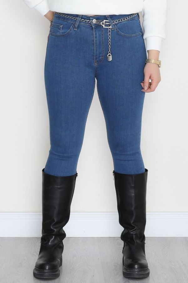 Büyük Beden Dar Paça Kot Pantolon Mavi4 - 42684.1836.