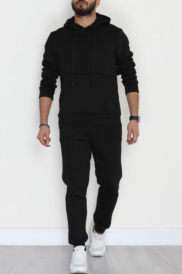 3 İplik Şardonlu Erkek Eşofman Takımı Siyah - 42678.2066.