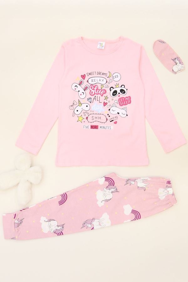 5-12 Yaş Süprem Penye Pijama Takımı Pembebeyaz - 52081.1951.