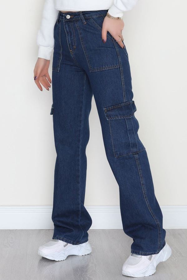 Kargo Cep Palazzo Kot Pantolon Mavi - 42681.1836.