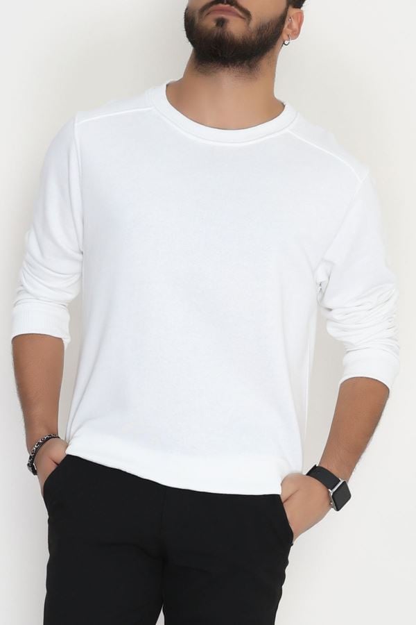 3 İplik Şardonsuz Erkek Sweat Ekru - 42617.1878.