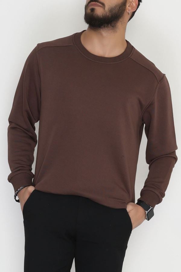 3 İplik Şardonsuz Erkek Sweat Kahve - 42617.1878.