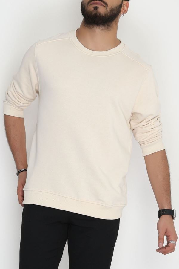 3 İplik Şardonsuz Erkek Sweat Bej - 42617.1878.