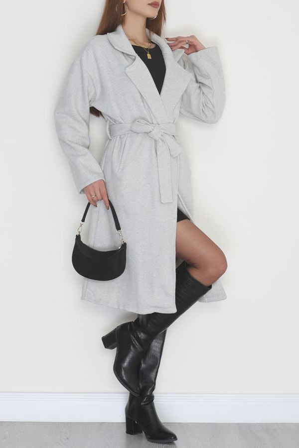 Kuşaklı Kaşe Kaban Griçizgili - 31619.701.