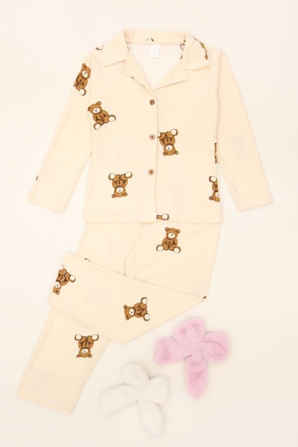 3-14 Yaş Baskılı Süet Çocuk Takım Bejayı - 480.1287.