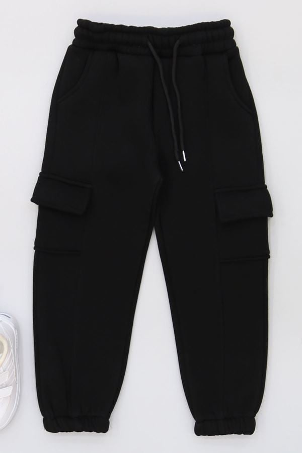 5-8 Yaş 3 İplik Şardonlu Eşofman Altı Siyah - 42656.1937.