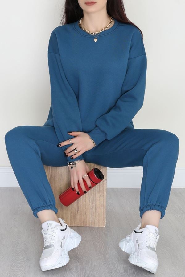 3 İplik Bisiklet Yaka Eşofman Takımı Petrol - 20779.1878.