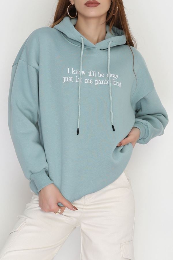 3 İplik Kapşonlu Nakışlı Sweat Çağlaekru - 42231.1878.