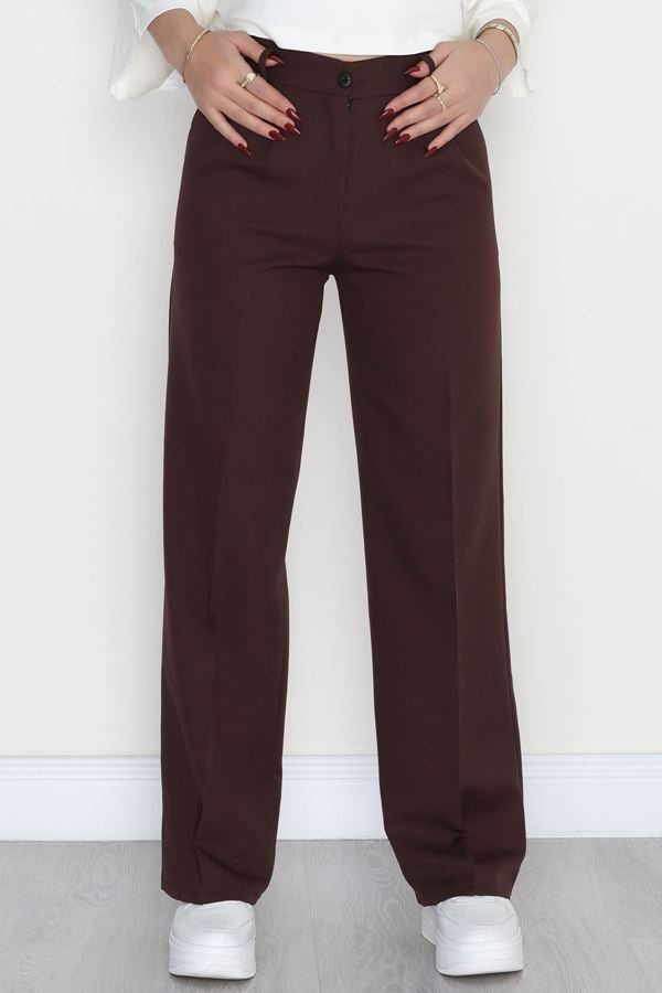 Tek Düğme Palazzo Pantolon Kahve1 - 90022.1397.