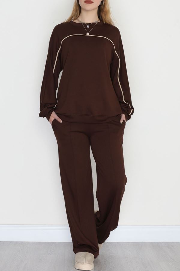 Biyeli Modal Kumaş Takım Acıkahve - 4087.1247.