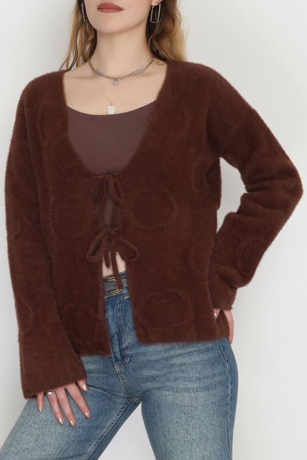 Bağlamalı Yumoş Hırka Kahve - 4045.1247.