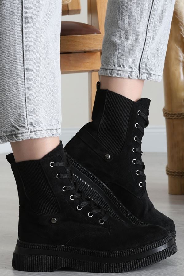 Lastik Detaylı Postal Bot Siyahsüet - 31623.264.