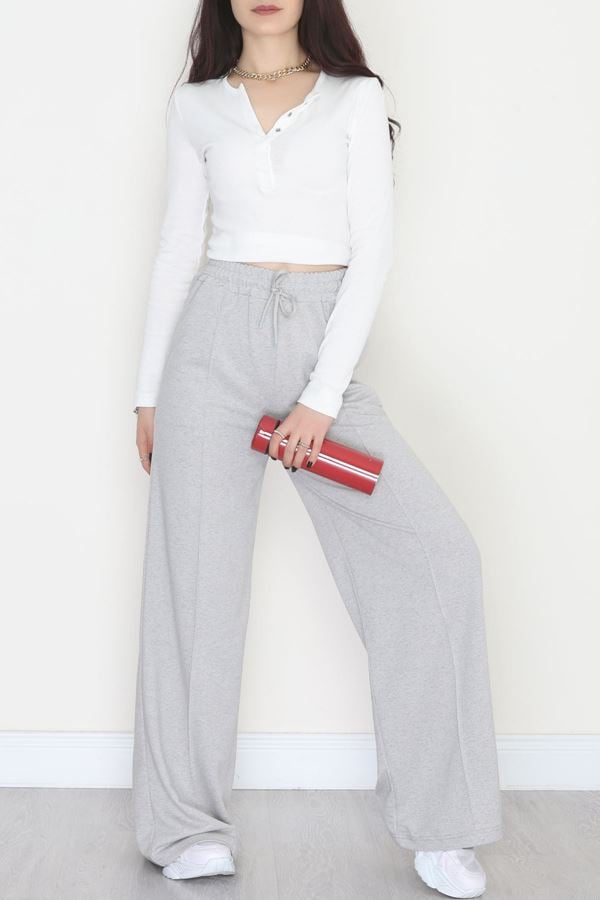 2 İplik Çımalı Eşofman Altı Gri - 52026.1857.