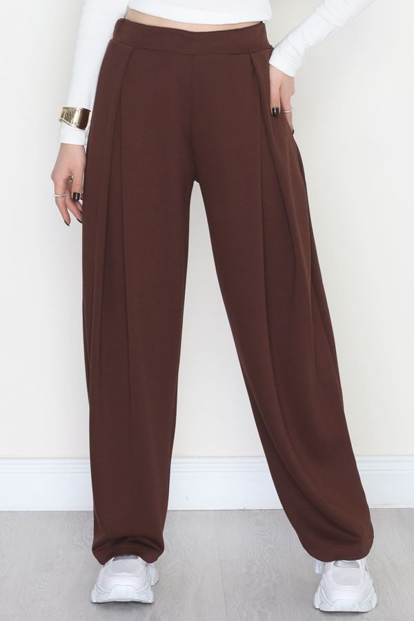 Ters Pileli Modal Pantolon Kahve - 4082.1247.