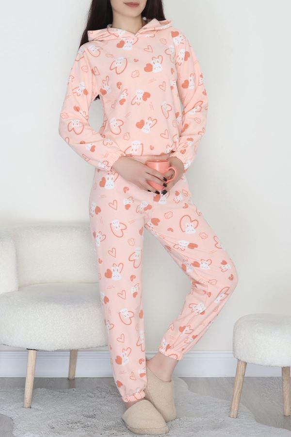 Kapşonlu Polar Takım Pudra - 344.1287.