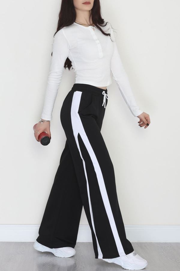 2 İplik Şeritli Eşofman Altı Siyah - 52050.1857.