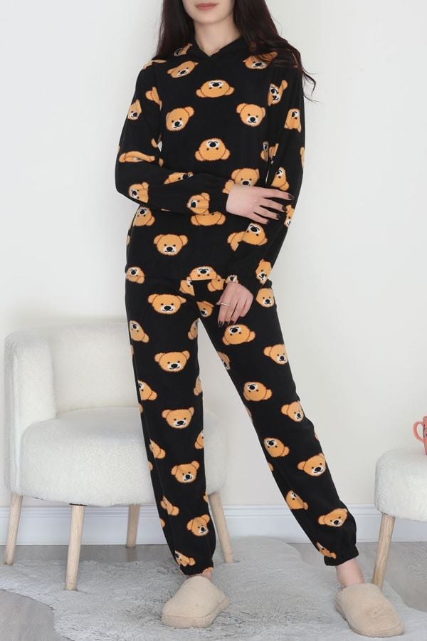 Kapşonlu Polar Takım Siyahayı - 344.1287.