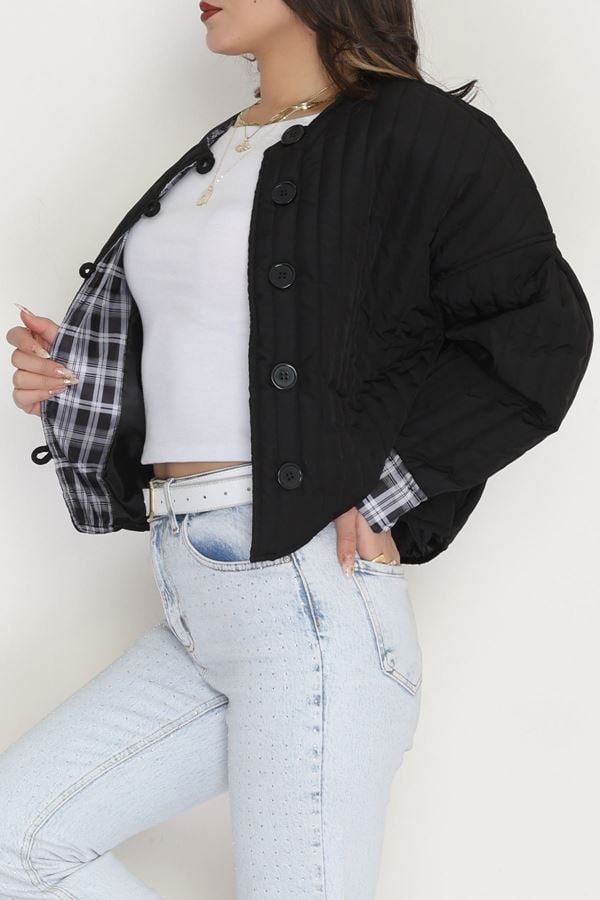 Astarlı Kapitone Ceket Siyah - 31635.439.