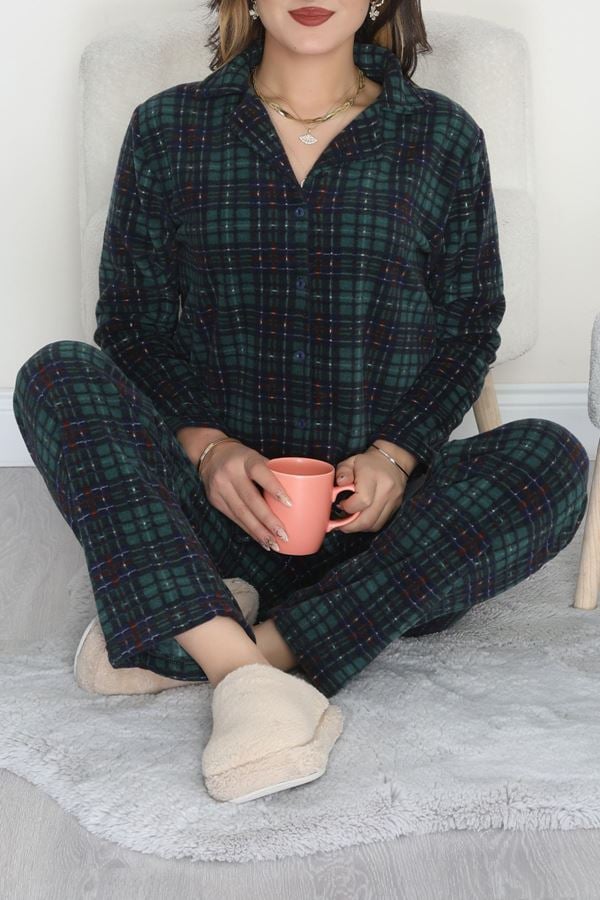 Önü Düğmeli Polar Takım Yeşilekose - 451.1287.