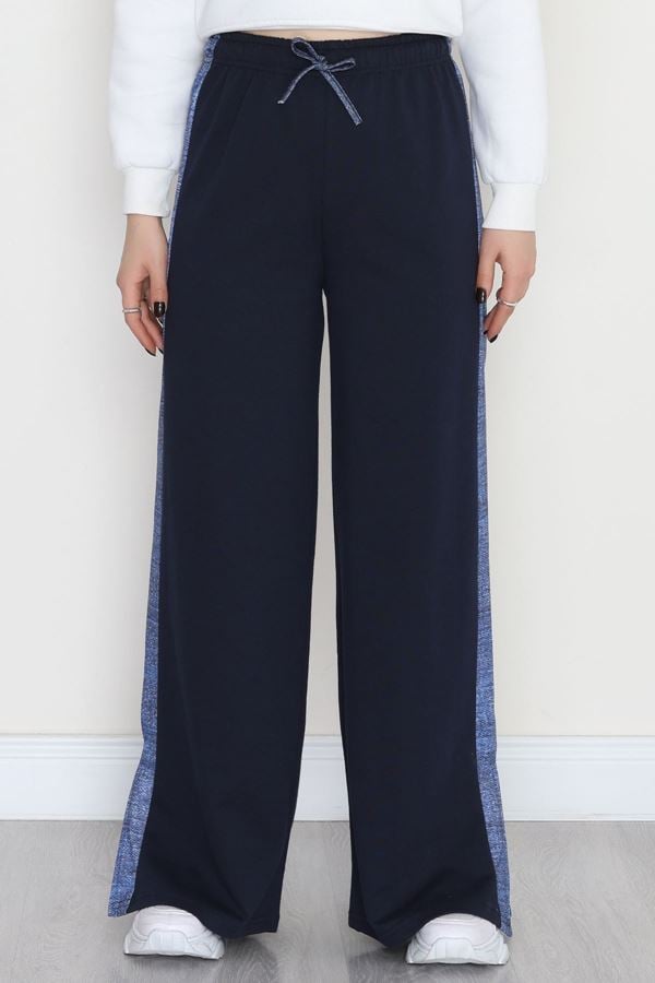 Kot Garnili Yırtmaçlı Eşofman Altı Lacivert - 30095.1857.