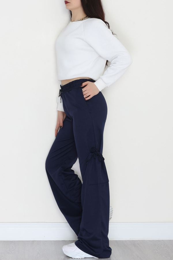 Büzgülü Cepli 2 İplik Eşofman Altı Lacivert - 50525.1857.