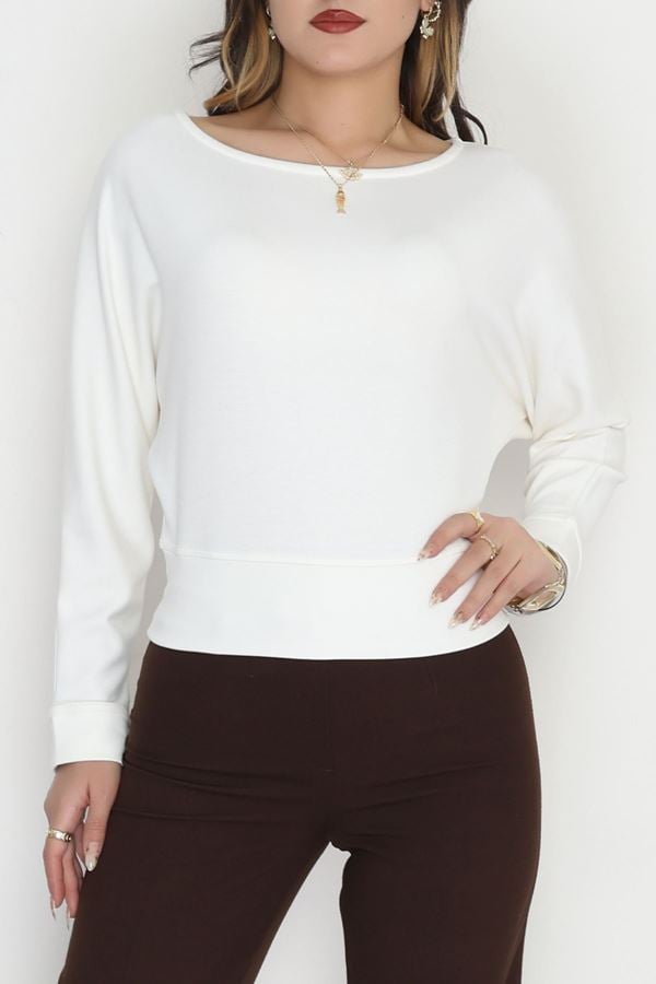 Oysho Kumaş Yarasa Kol Bluz Ekru - 31605.1977.