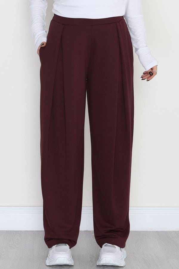 Ters Pileli Modal Pantolon Mürdüm - 4082.1247.