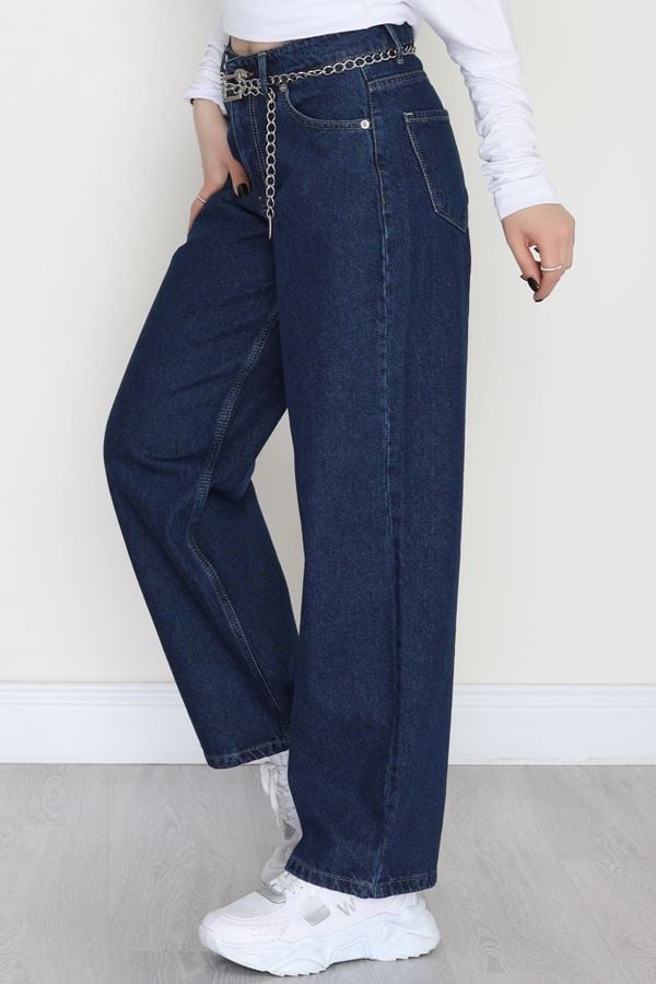 Geniş Paça Palazzo Kot Pantolon Lacivert - 31564.2059.