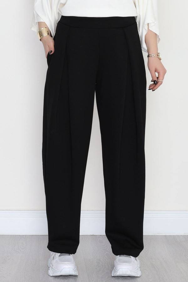 Ters Pileli Modal Pantolon Siyah - 4082.1247.