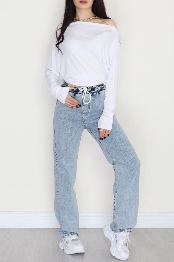 Beli Lastikli Palazzo Kot Pantolon Açıkmavi - 31640.2088.