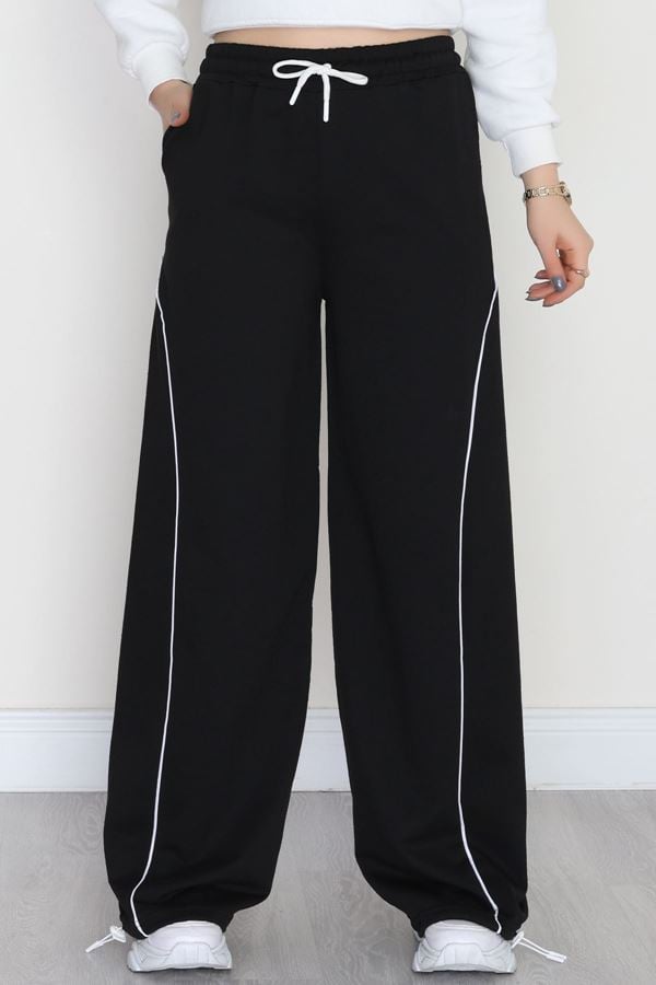 Paça Stoperli 2 İplik Eşofman Altı Siyah - 50058.1857.