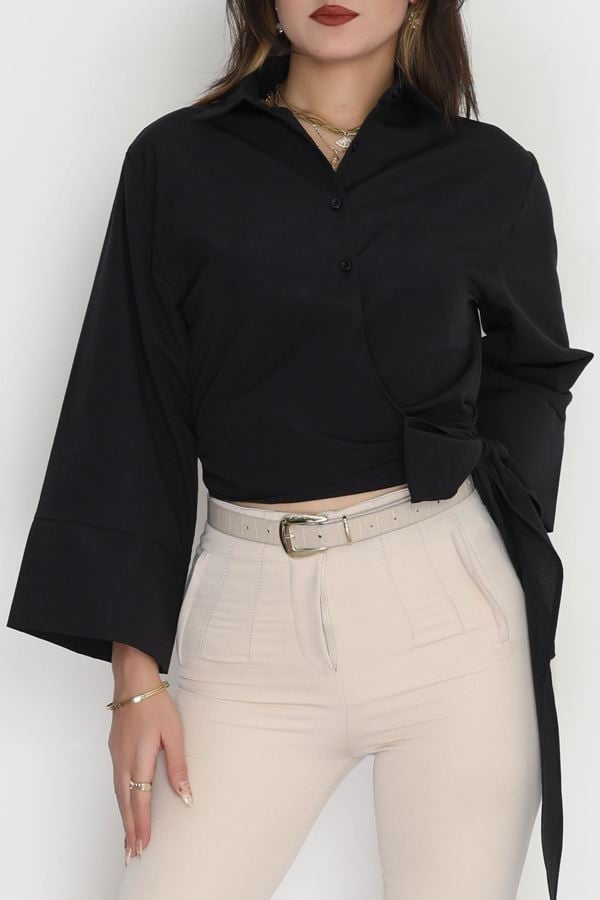 Bağlamalı Gömlek Siyah - 30925.1949.