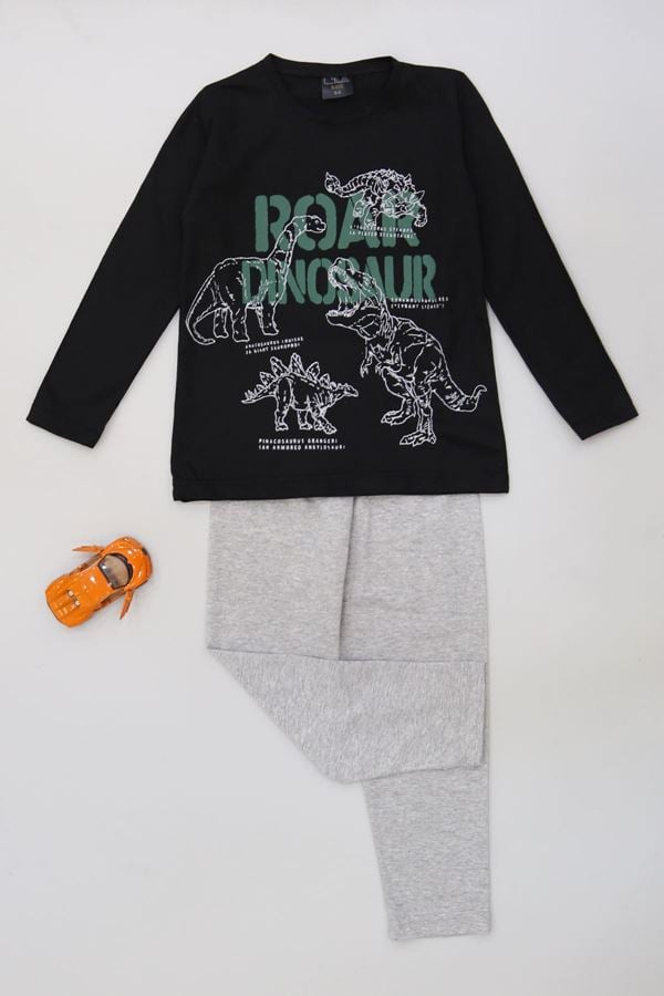 5-12 Yaş Erkek Süprem Pijama Takımı Siyahzümrüt - 42519.1048.