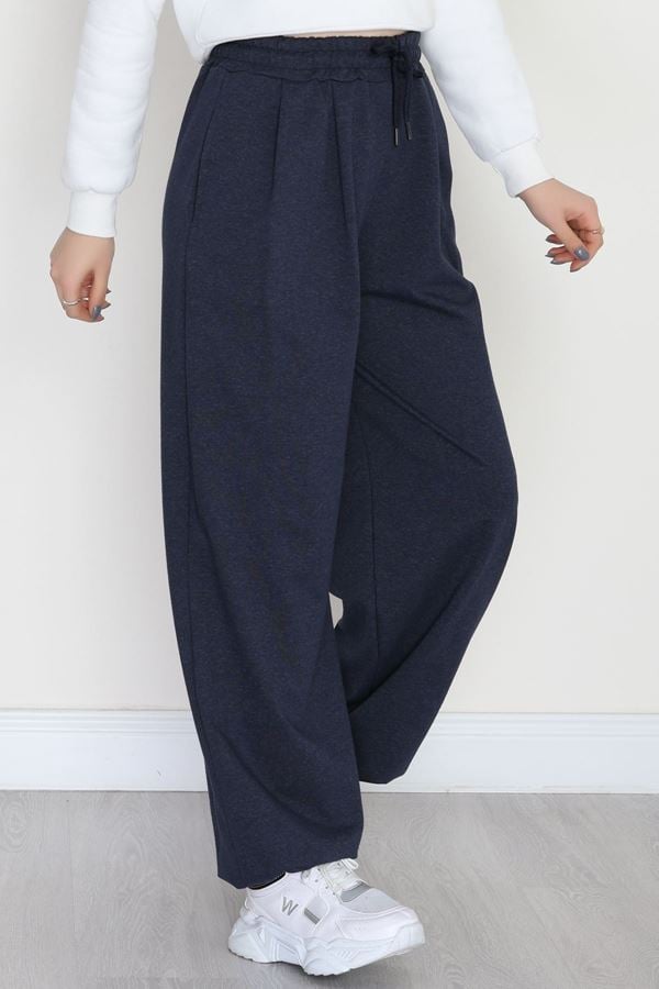 Paça Lastikli 2 İplik Pileli Eşofman Altı Lacivert - 52008.1857.