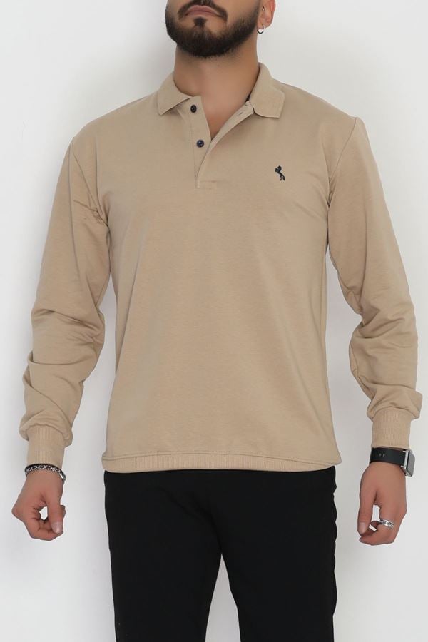 2 İplik Likralı Polo Yaka Erkek Sweat Sütlükahve - 42743.2087.