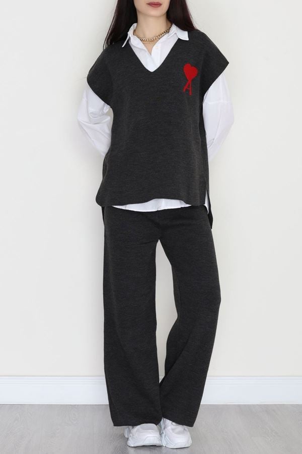 Baskılı Triko Takım Antrasit - 7109.1247.