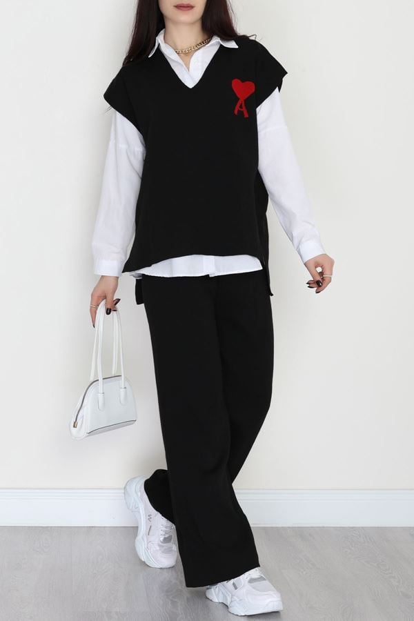Baskılı Triko Takım Siyah - 7109.1247.
