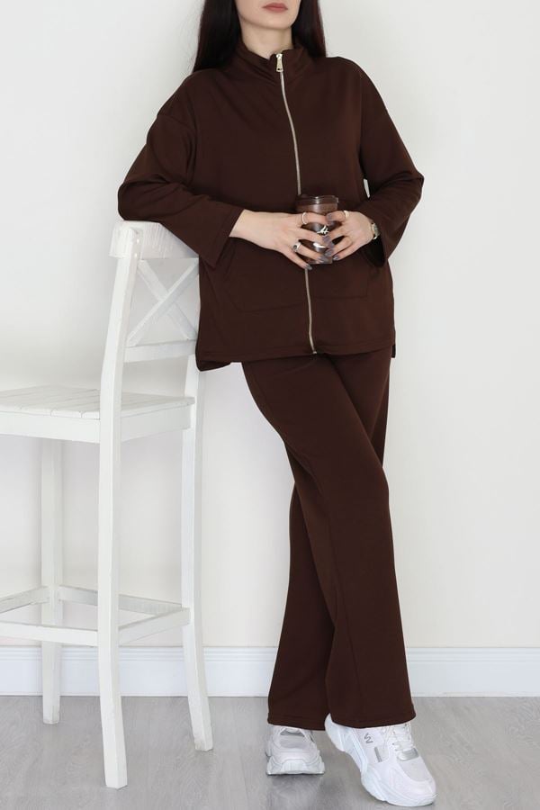 Fermuarlı Modal Kumaş Takım Kahve - 4132.1247.