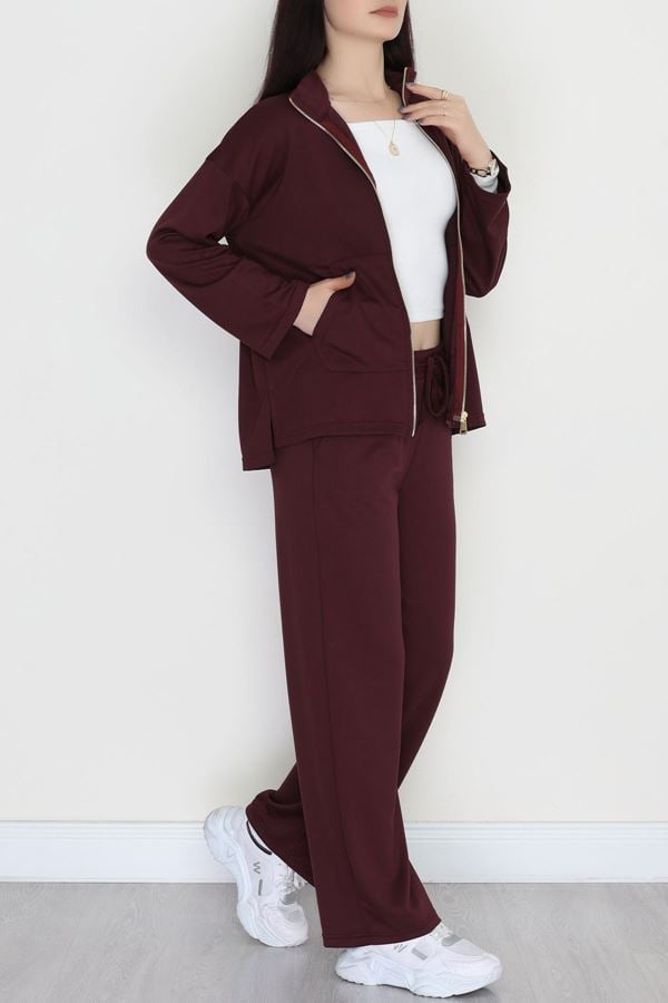 Fermuarlı Modal Kumaş Takım Mürdüm - 4132.1247.