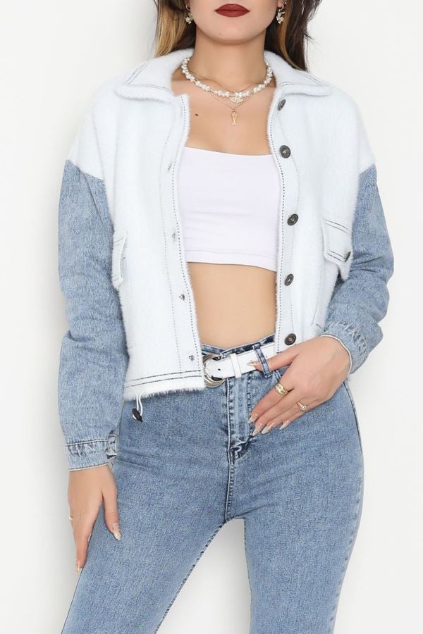 Kot Kollu Ceket Beyazmavi - 2225.1765.