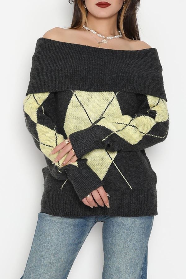 Madonna Yaka Baklava Desen Triko Antisarı - 2123.1765.